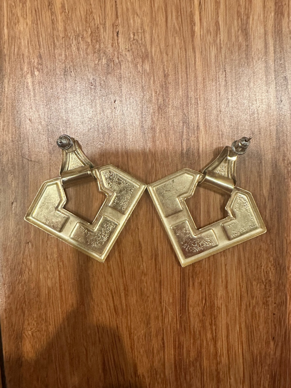 Vintage Geometric Statement Earrings - Neon Pink & Blue - Picture 3 of 3